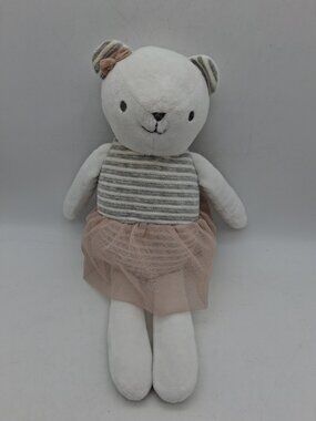 Cloud Island White Bear Gray Stripe Ballerina Stuffed Plush Baby Lovey Target